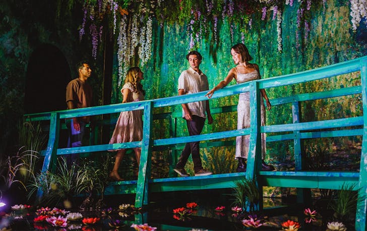 People immersed in the Monet In Paris exhibition in Perth