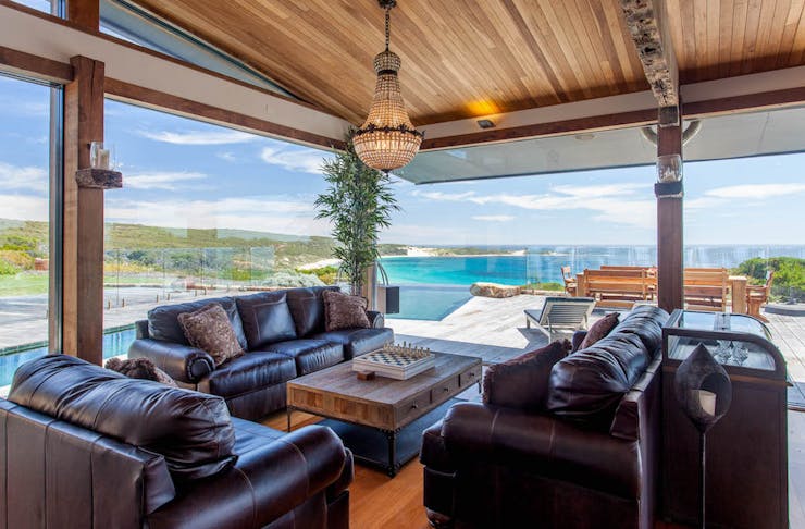 stunning beach view from one of the most beautiful holiday homes in the south west