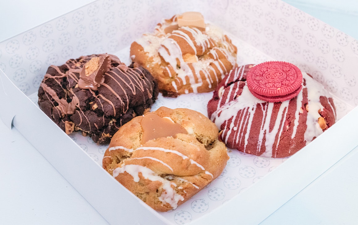 a box of four different cookies