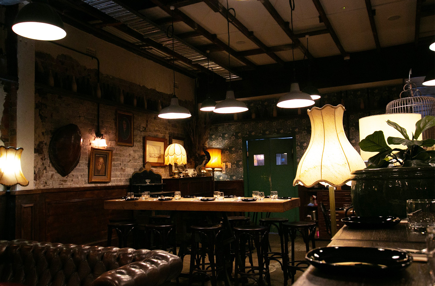 Venue with couches and lamps 