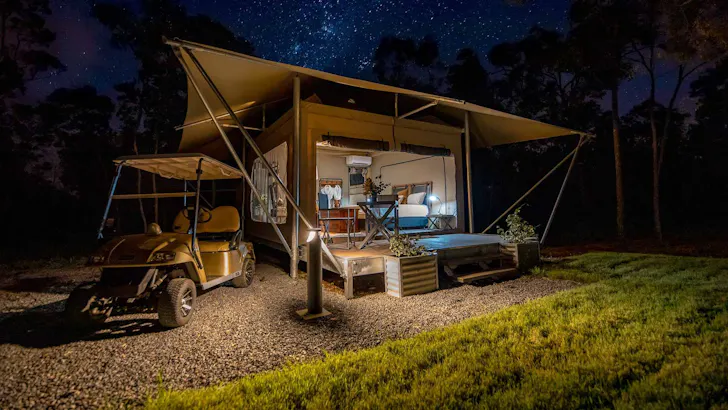 A view of a tent at Mt. Mulligan Lodge one of the best glamping spots in Queensland