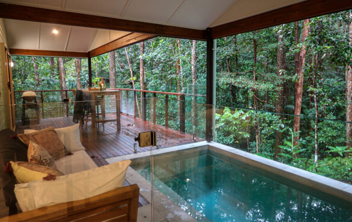 a small pool on a balcony 