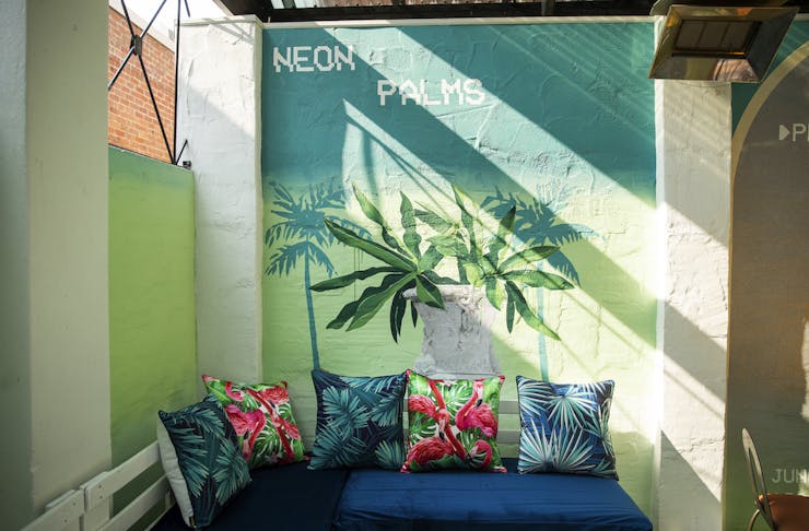 Bright courtyard at Neon Palms