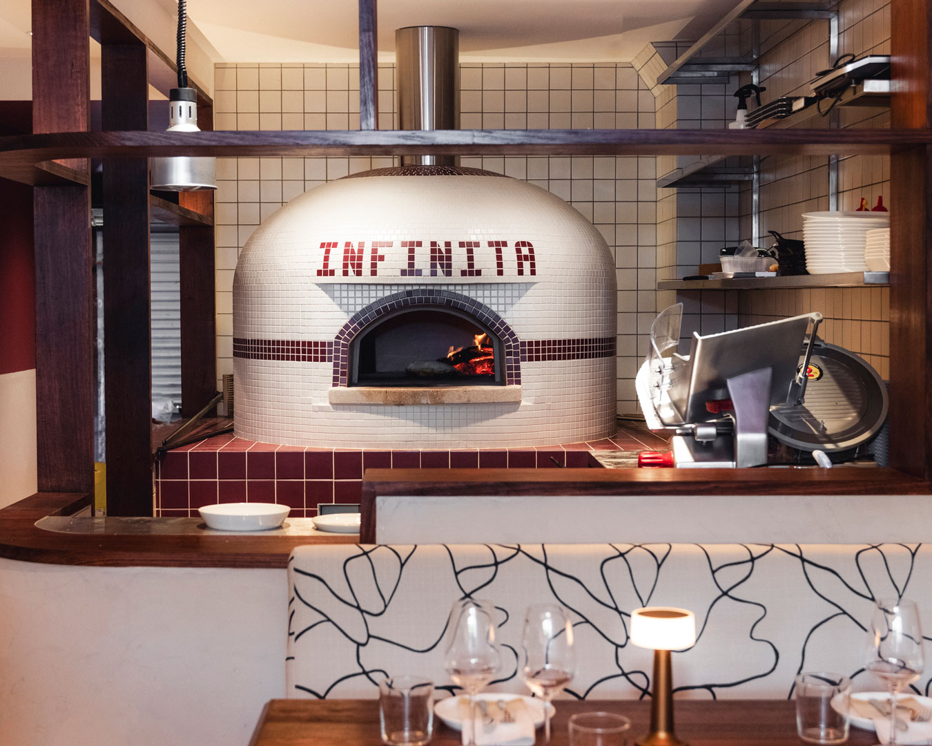 The pizza oven at Bar Infinita, a new restaurant in Sydney