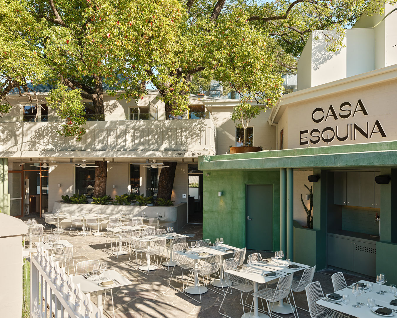 The leafy courtyard at Casa Esquina, a new restaurant in Sydney