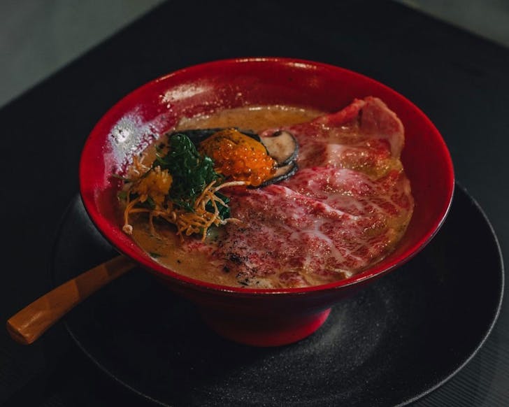 a bowl of wagyu ramen from Mensho Tokyo, a new restaurant in Sydney