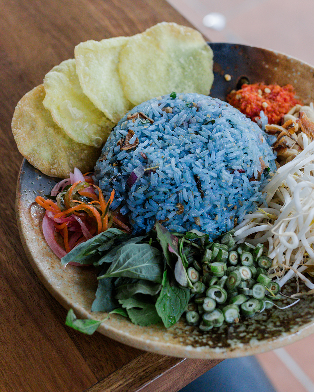 blue nasi goreng at new brisbane restaurant la de lah
