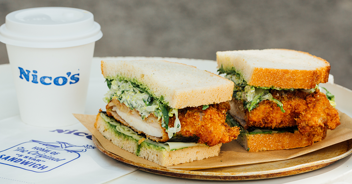 One of the best sandwiches in Melbourne, a chicken schnitzel roll from Nico's.