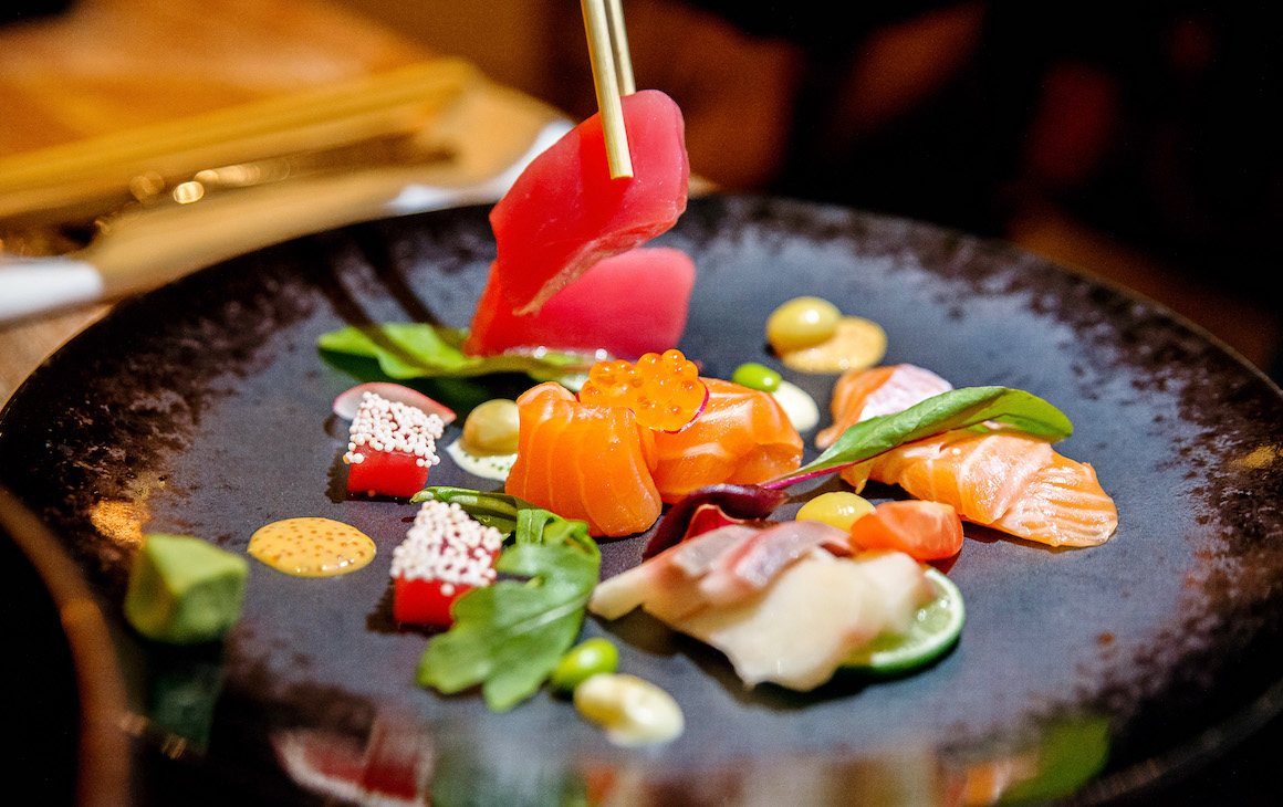 A plate of sashimi