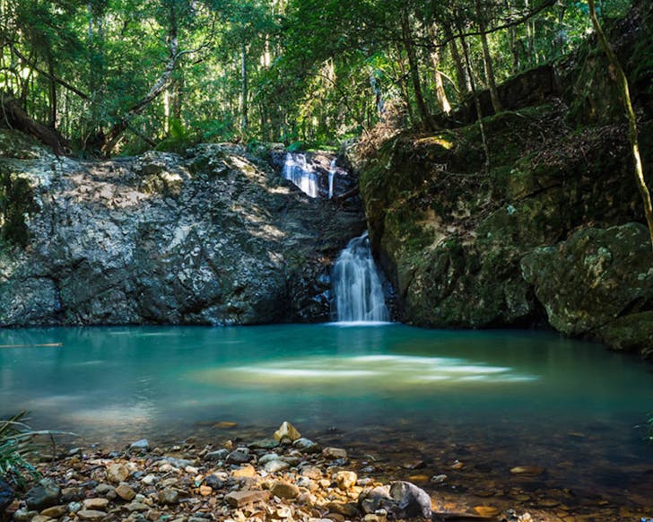 A waterfall and swimming hole along the Mount Jerusalem Trail