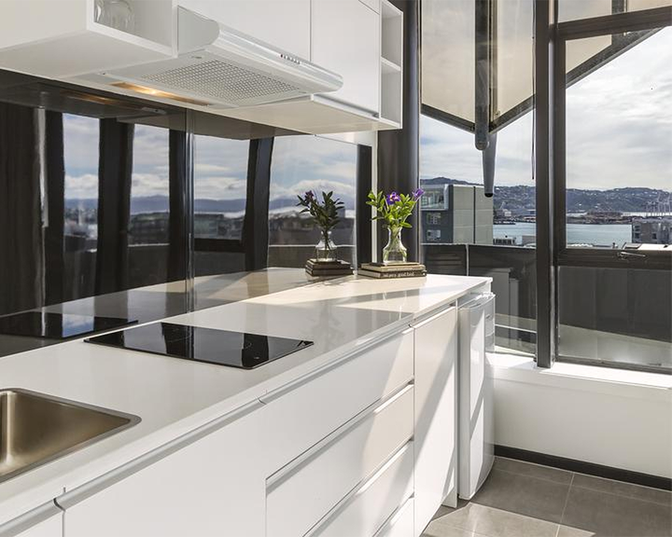 A nice looking kitchen at the Oaks Hotel.