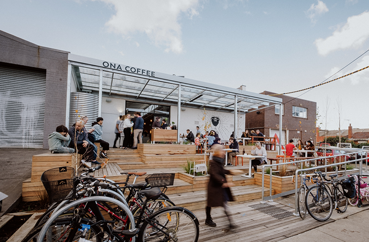 An outdoor deck at one of the best cafe in Melbourne in 2023.