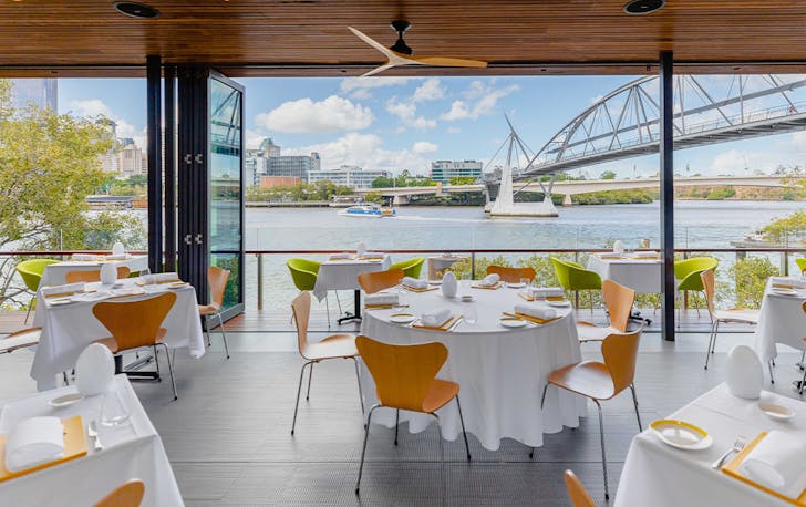 interior of otto south bank looking out to the river