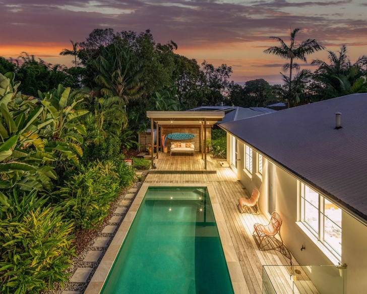 Pandanus Paradise pool area in Brunswick Heads