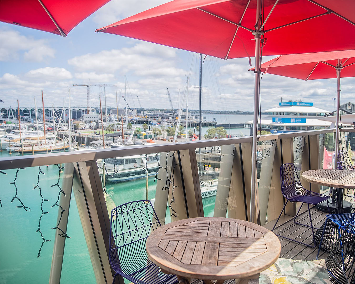 The stunning view from Parasol & Swing, one of the best bars in Auckland Viaduct. 