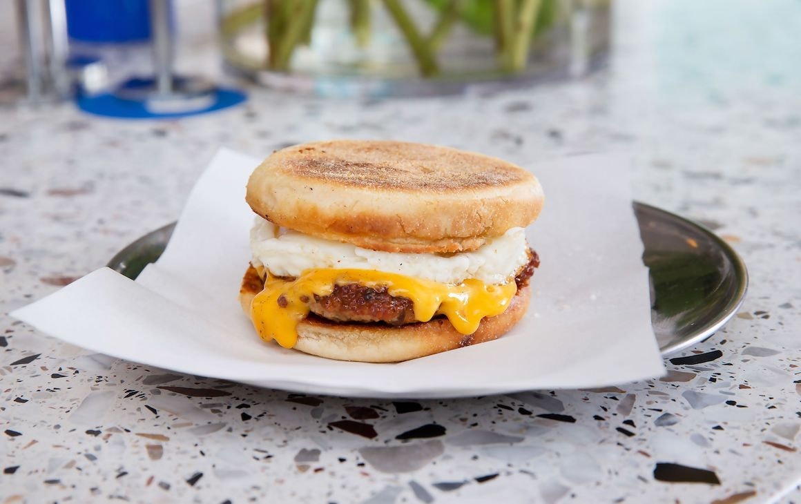 sausage and egg muffin from Peggy's in Fremantle