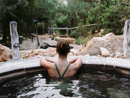 A woman bathing at the Peninsula Hot Springs in the Mornington Peninsula in 2023.