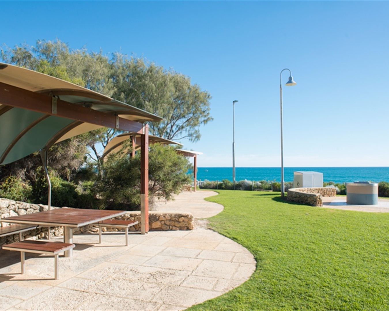 The lawn area at Floreat Beach, one of the best beaches in Perth