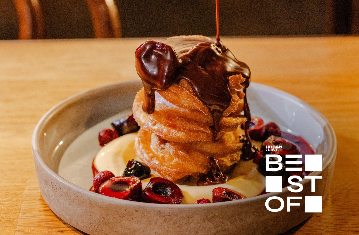 chocolate drizzled over a dessert at a romantic restaurant in Perth
