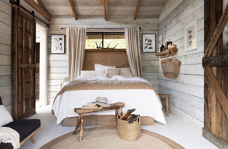 interior of a barn inspired bedroom