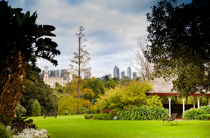 The Royal Botanic Gardens shining bright in the sunshine.