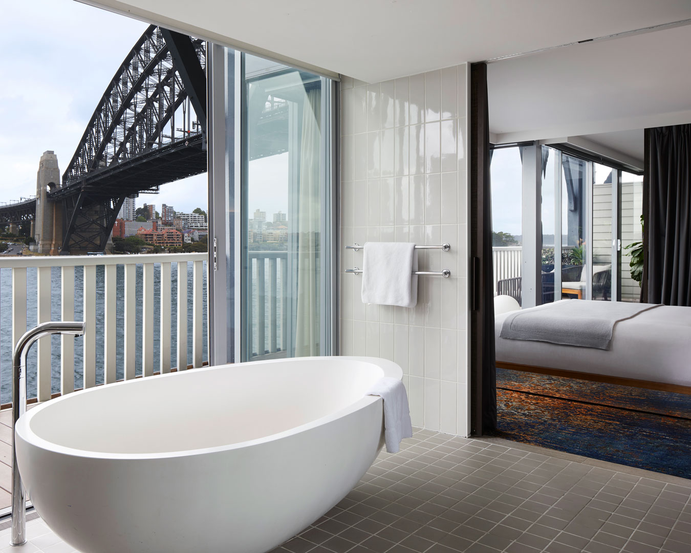 A bathtub in a suite at Pier One, one of the best hotels in Sydney