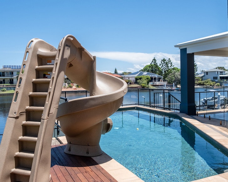 A pool and waterslide