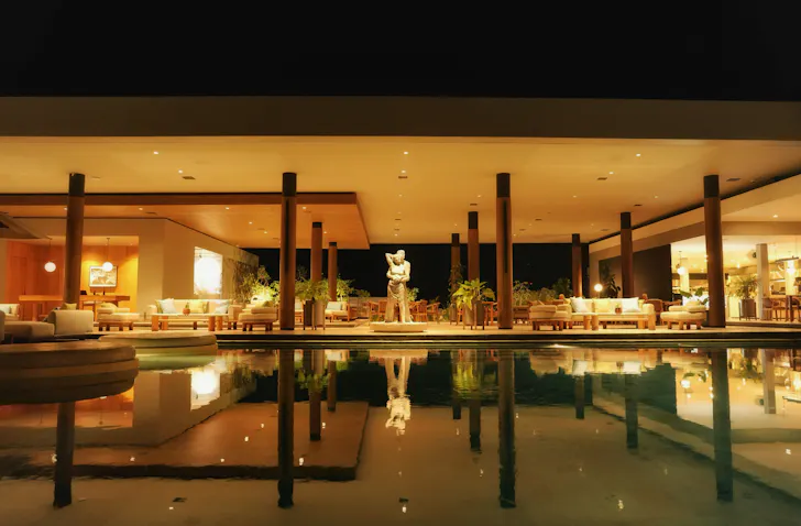 Pool front at night