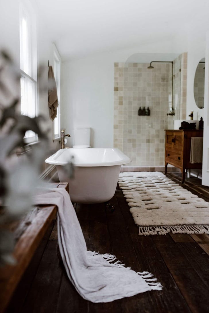 claw footed bathtub in a bathroom