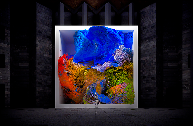 A large digital artwork with liquid-like animations.
