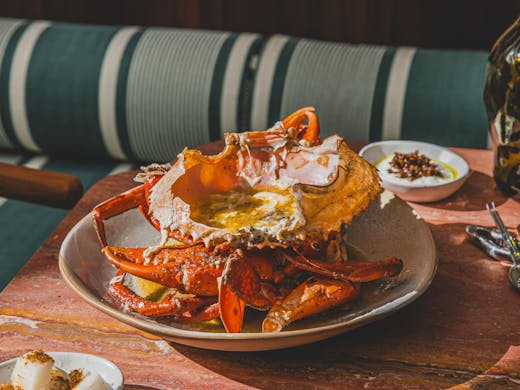 A butter, garlic, and pepper crab at Raja restaurant