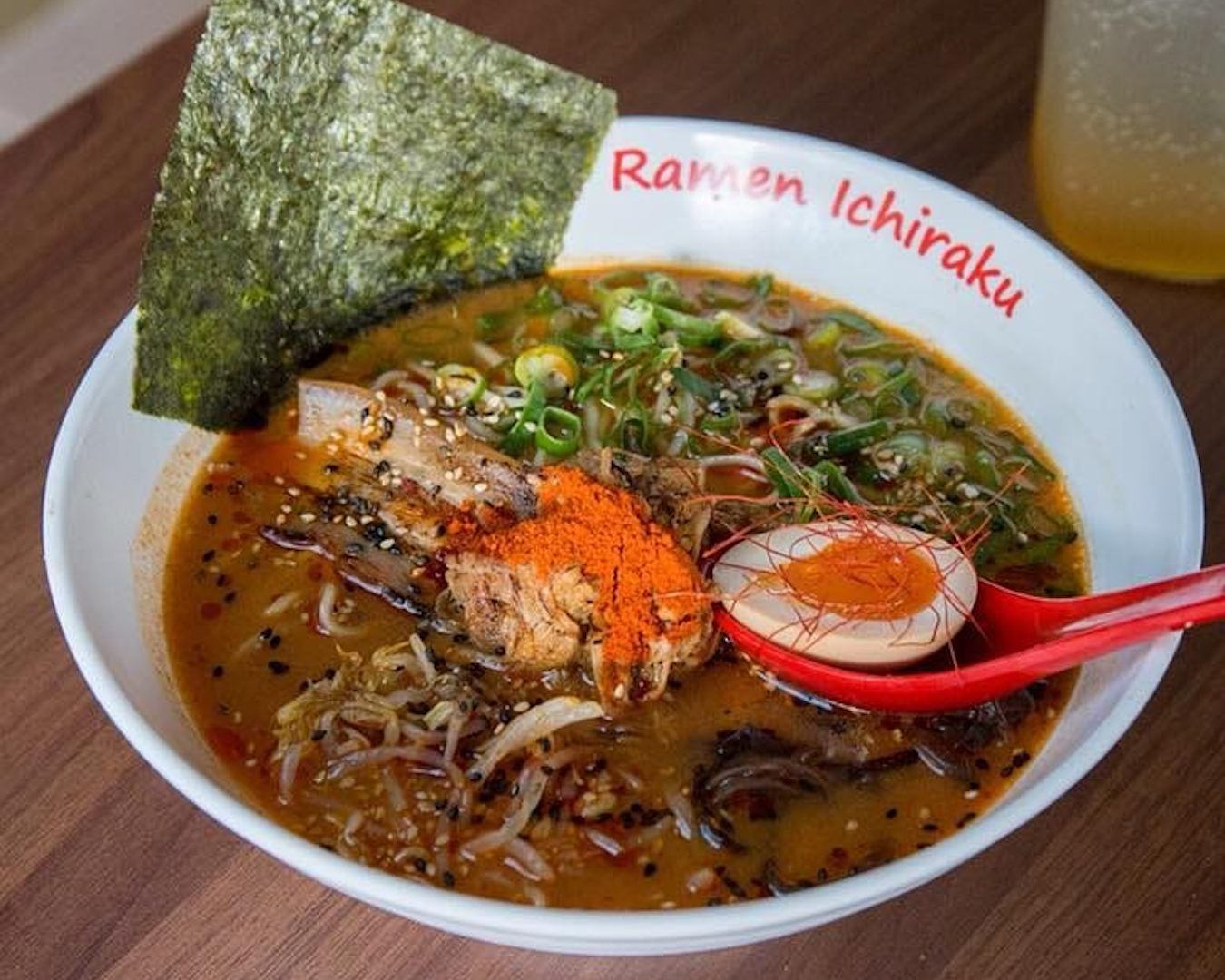 A bowl of spicy dragon ramen from Ramen Ichiraku