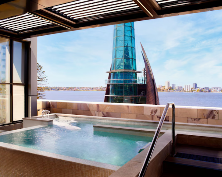 spa overlooking water at ritz carlton in perth