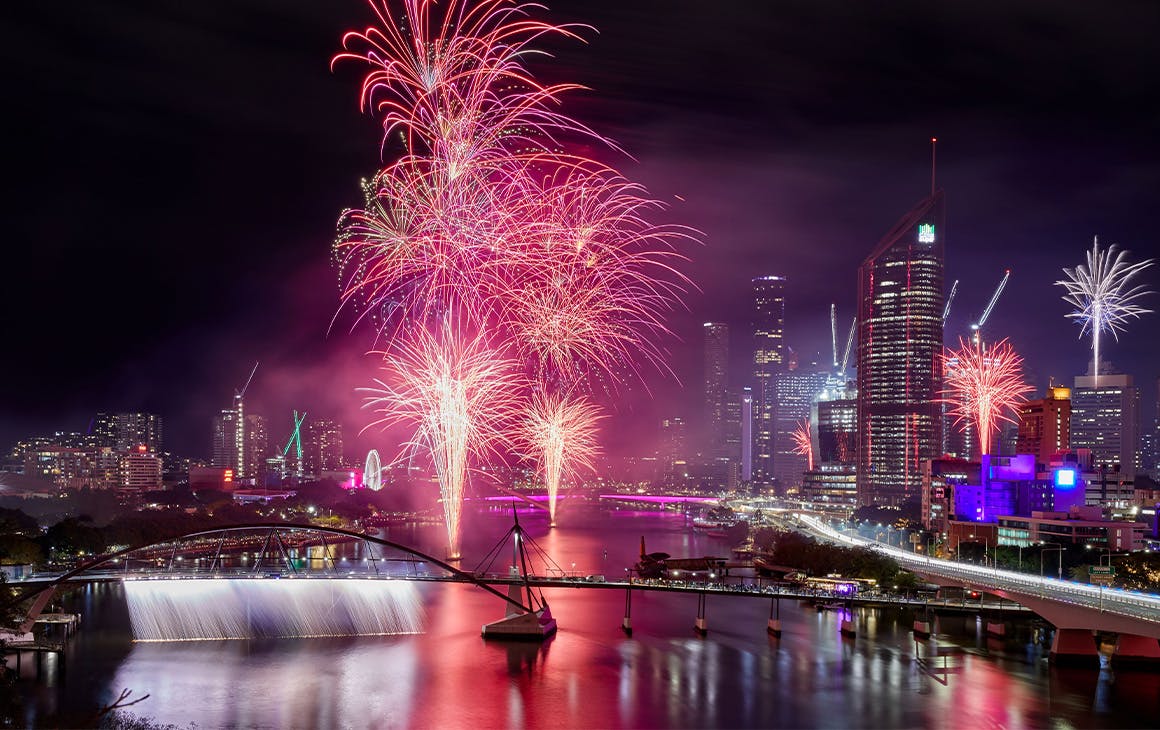Riverfire fireworks above Brisbane's skyline