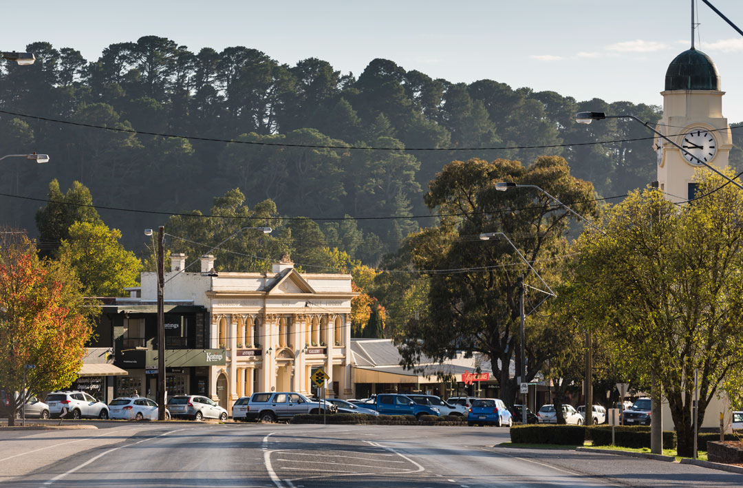 The main street of Woodend, Victoria.