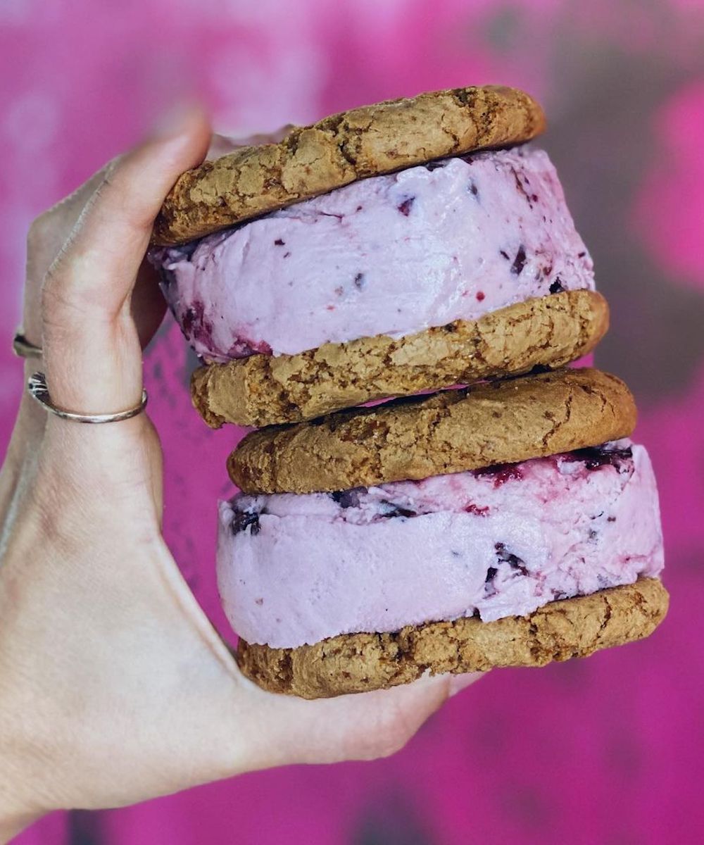 two vegan ice cream sandwiches from Roho Bure