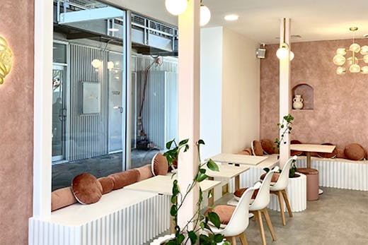 the musk rose interior of a gelateria