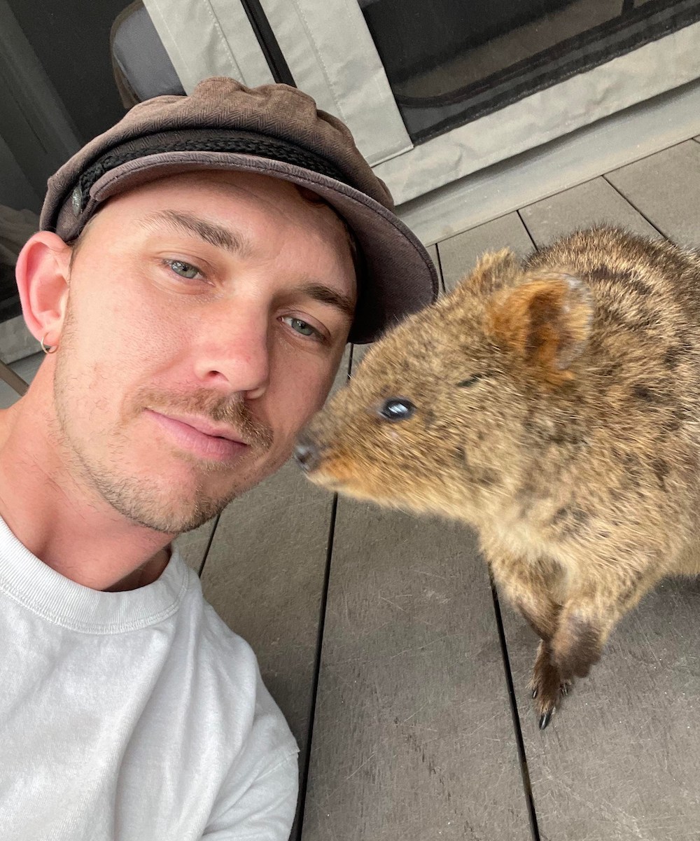 A selfie with a quokka on Rottnest Island