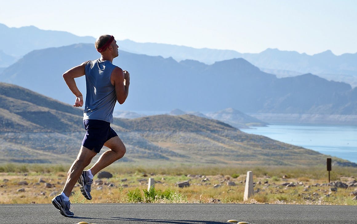 A runner hits the road