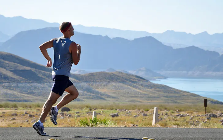 A runner hits the road