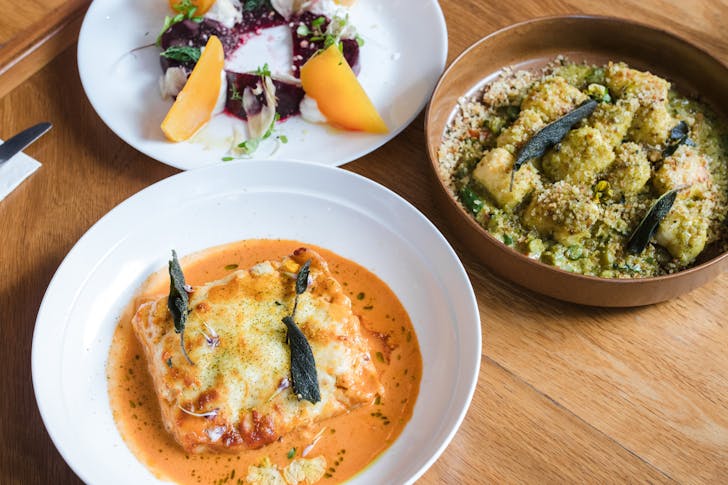 Three plates of food