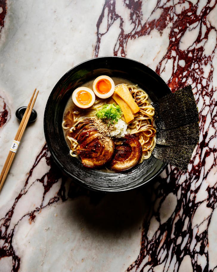 A loaded bowl of ramen from SakÃ© in The Rocks.