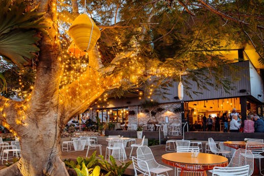 an outdoor bar area