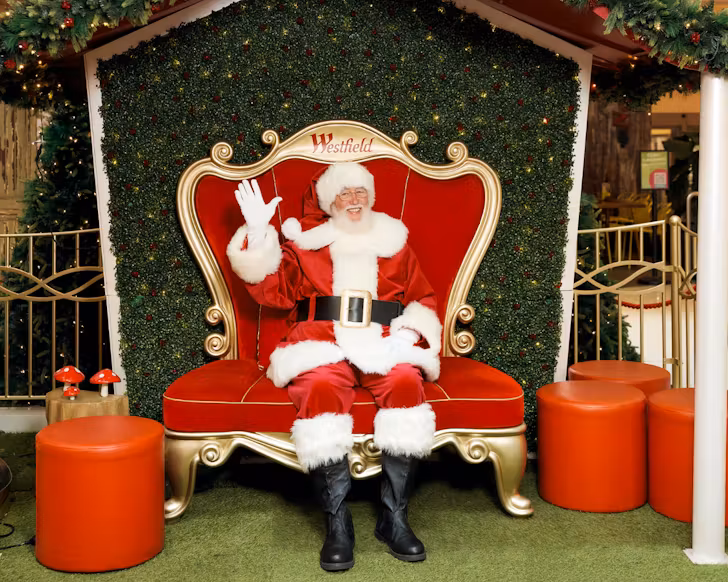 Santa on a throne at Westfield Sydney