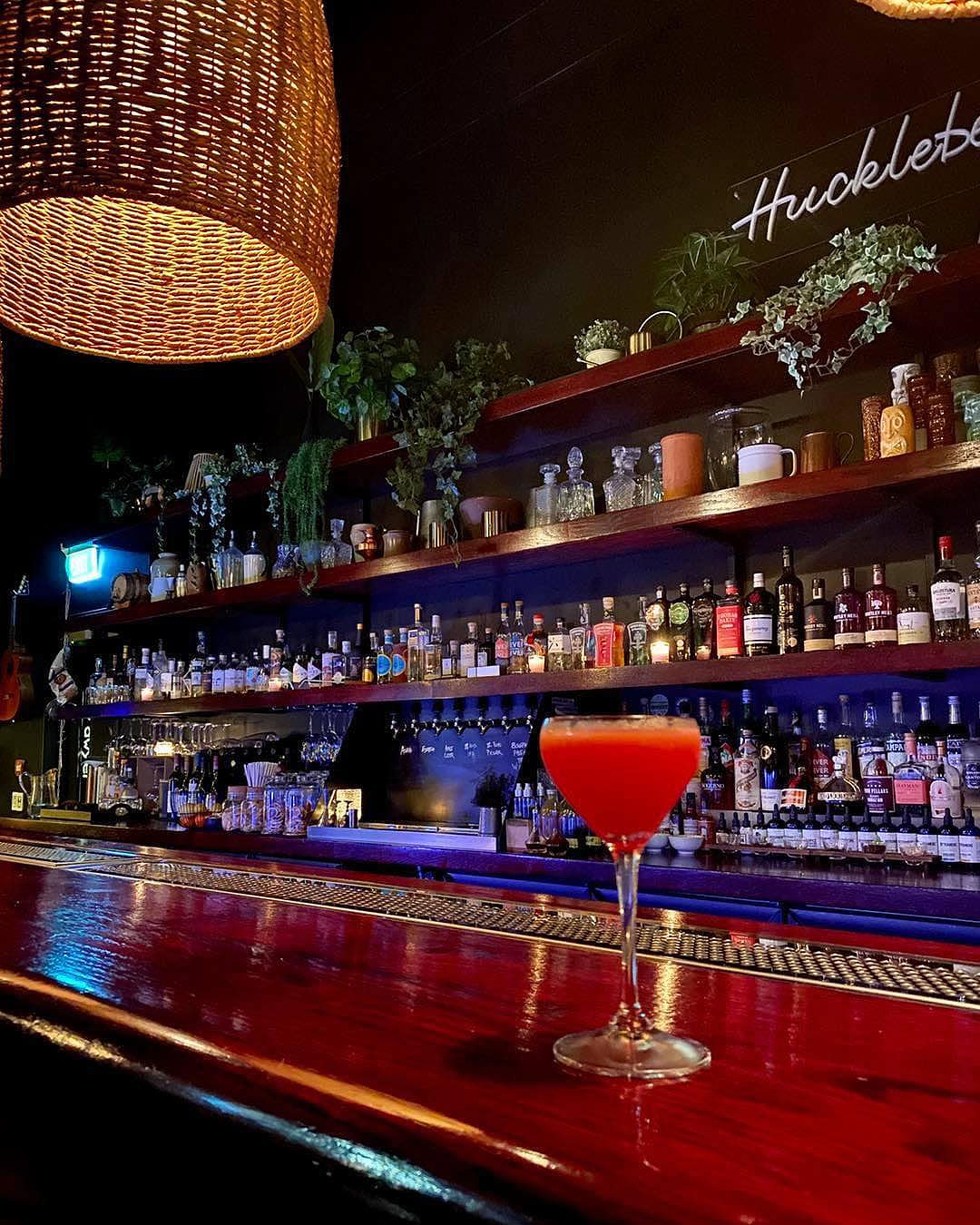 A drink sits on the bar at Sawyer.