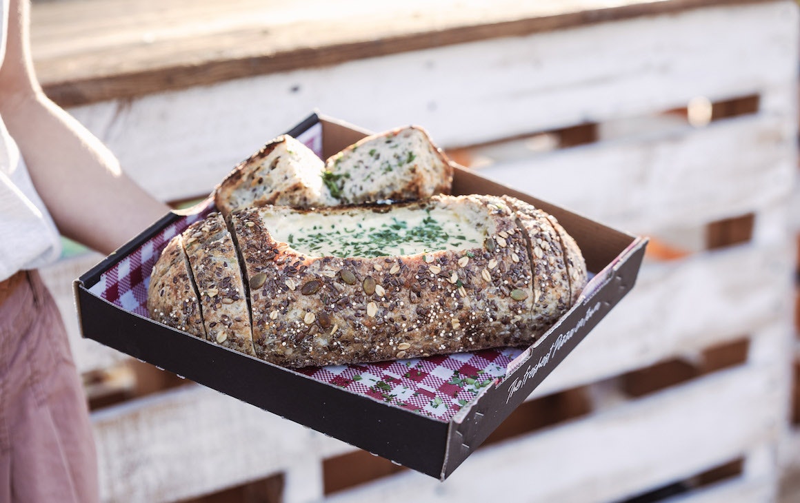 a cheese loaf at the Scarborough Beach Sunset Markets Winter Editition