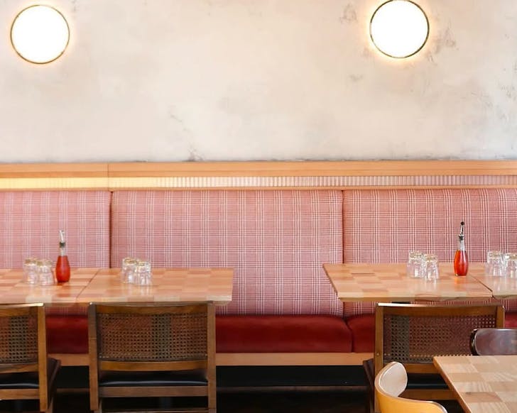 A pretty pastel-ish table setting at Scopa.