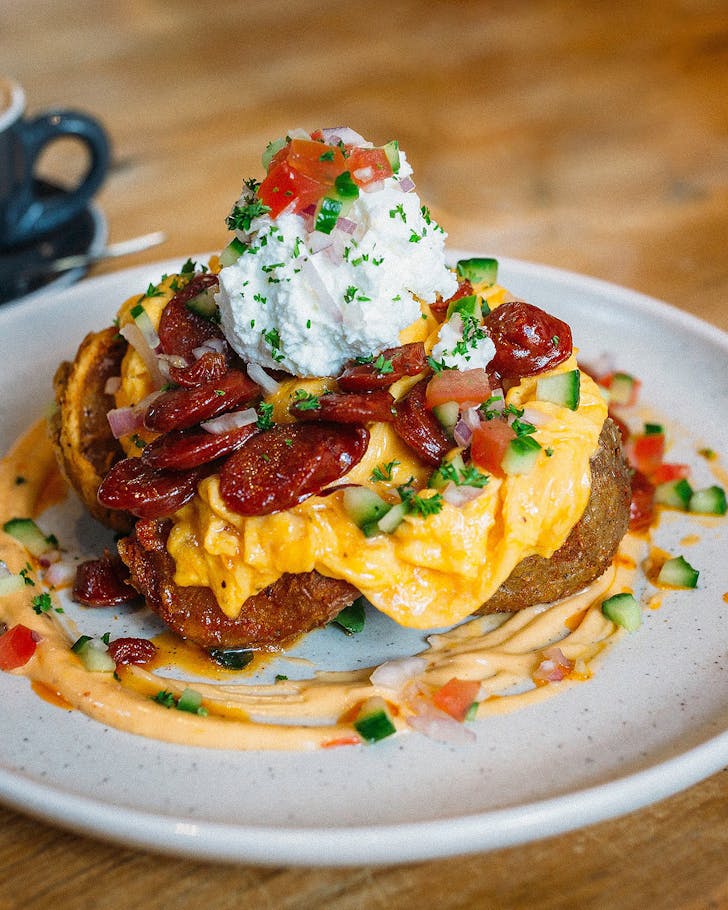 Chorizo scrambled eggs at The Boat Shed Cafe & Bistro