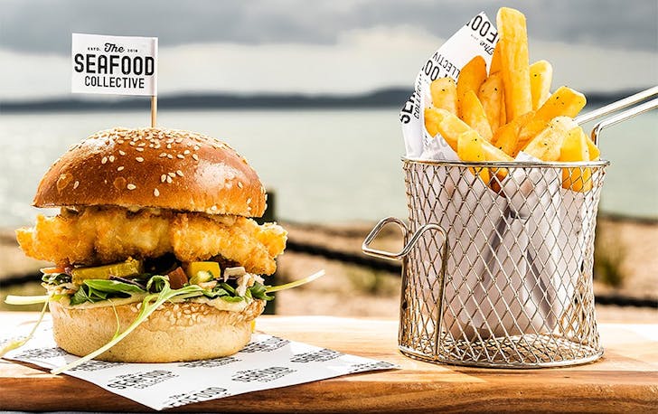 Delicious looking fish and chips from The Seafood Collective, one of the best fish and chip shops in Auckland.