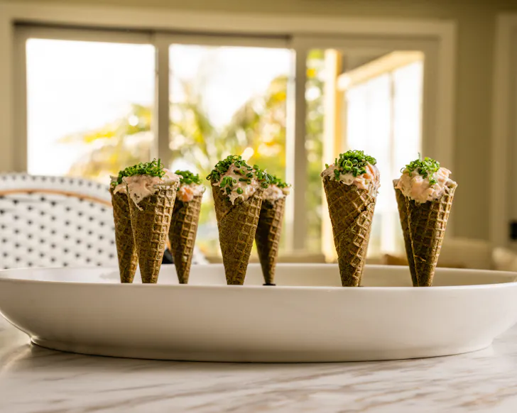 A line-up of seaweed cones.
